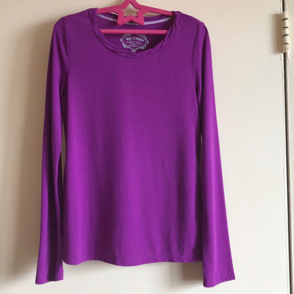 A long sleeved cute purple shirt